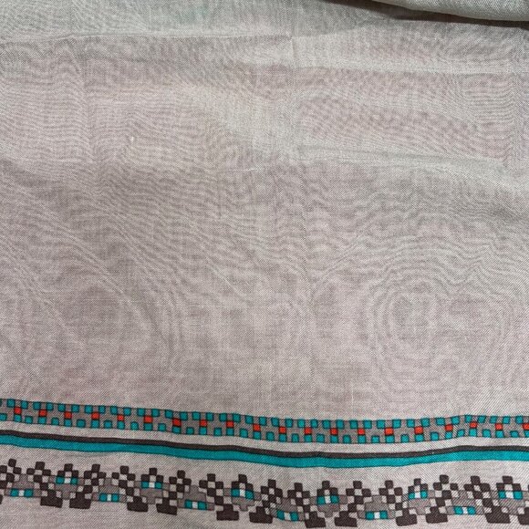 Vintage Yves Saint LaurentL scarf  cotton/ silk  31" gray dust green (25) - Picture 11 of 14